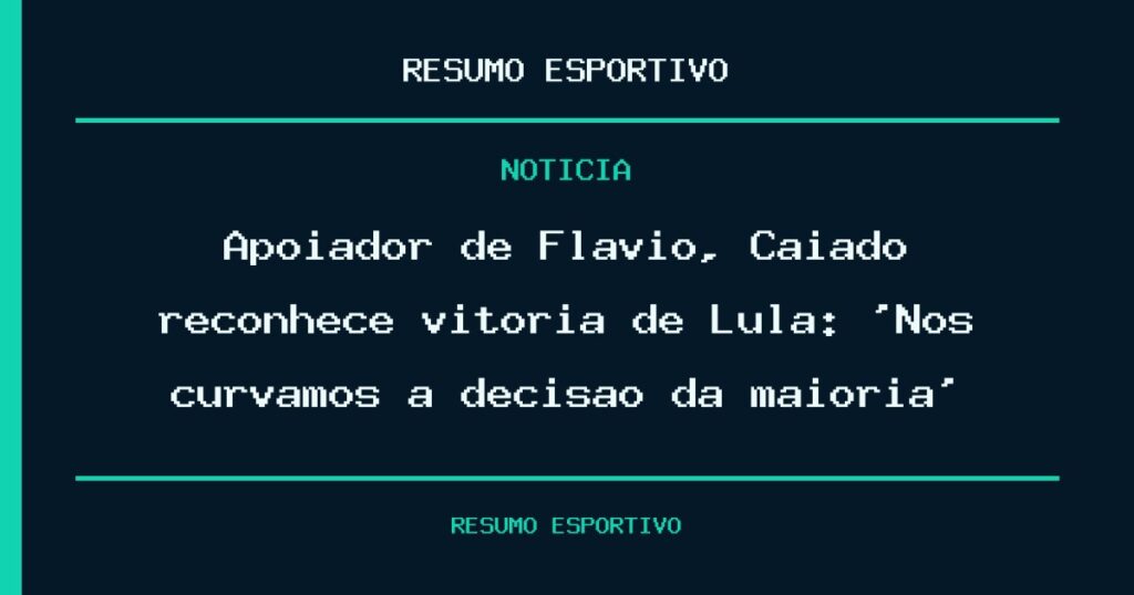 Apoiador de Flávio, Caiado reconhece vitória de Lula: ‘Nos curvamos à decisão da maioria’