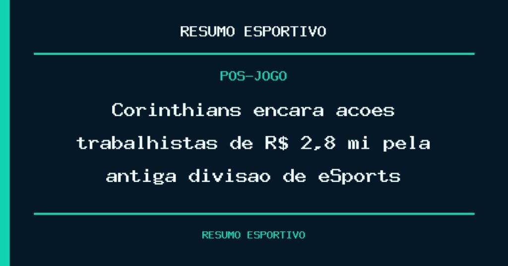 Corinthians encara ações trabalhistas de R$ 2,8 mi pela antiga divisão de eSports