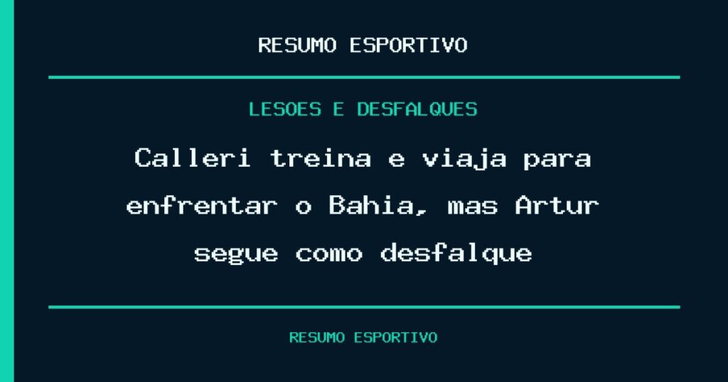 Calleri treina e viaja para enfrentar o Bahia, mas Artur segue como desfalque