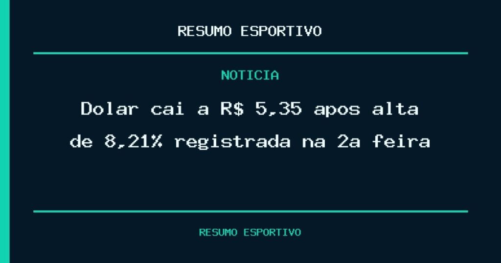 Dólar cai a R$ 5,35 após alta de 8,21% registrada na 2ª feira