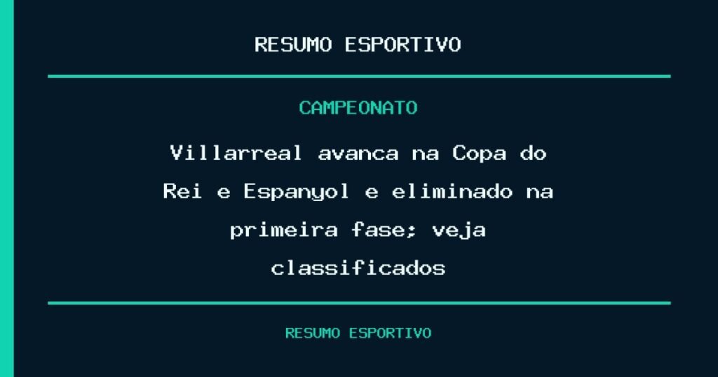 Villarreal avança na Copa do Rei e Espanyol é eliminado na primeira fase; veja classificados