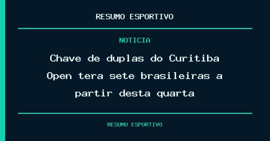Chave de duplas do Curitiba Open terá sete brasileiras a partir desta quarta