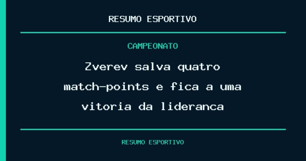 Zverev salva quatro match-points e fica a uma vitória da liderança