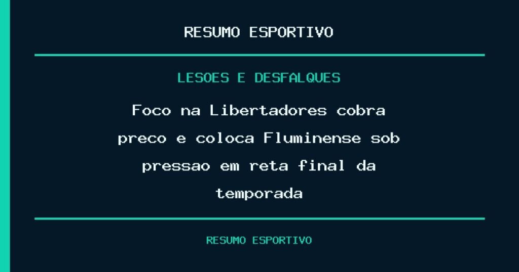 Foco na Libertadores cobra preço e coloca Fluminense sob pressão em reta final da temporada