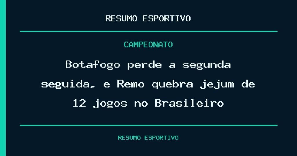 Botafogo perde a segunda seguida, e Remo quebra jejum de 12 jogos no Brasileiro