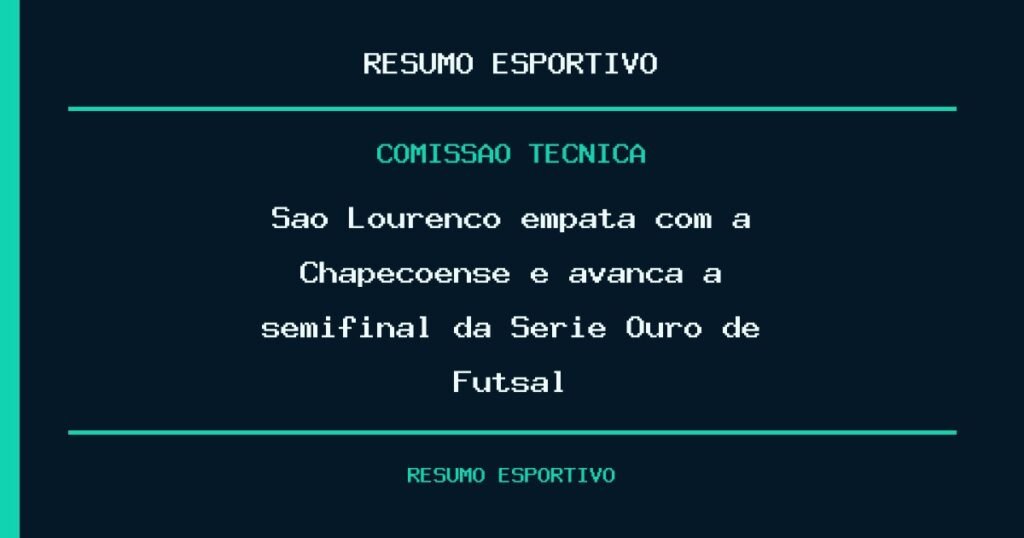 São Lourenço empata com a Chapecoense e avança à semifinal da Série Ouro de Futsal