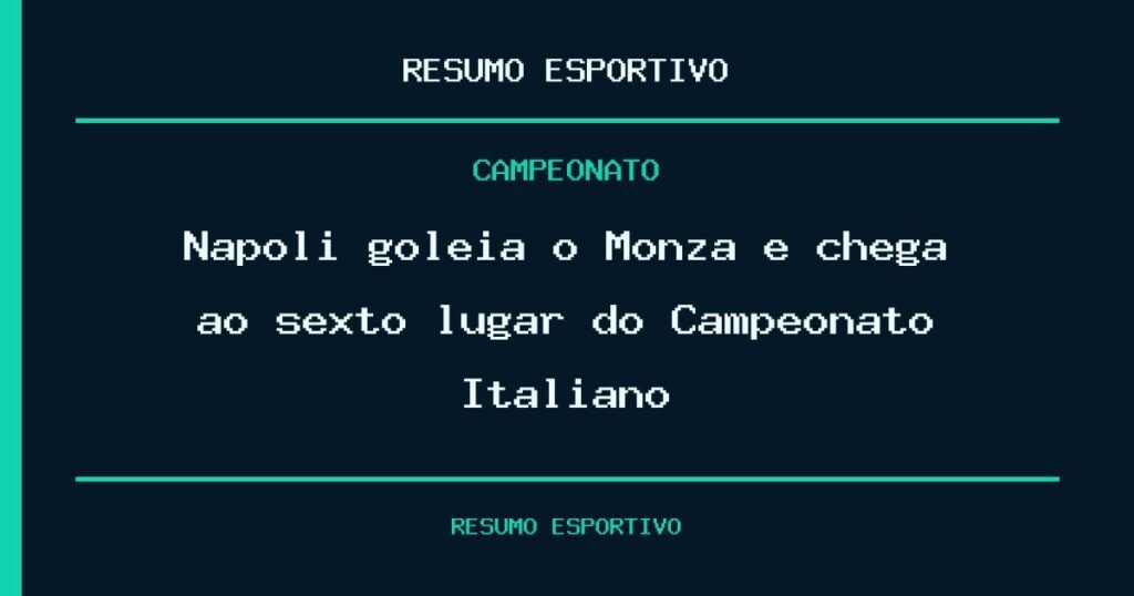 Napoli goleia o Monza e chega ao sexto lugar do Campeonato Italiano