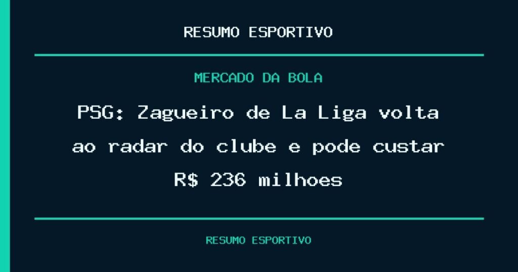PSG: Zagueiro de La Liga volta ao radar do clube e pode custar R$ 236 milhões