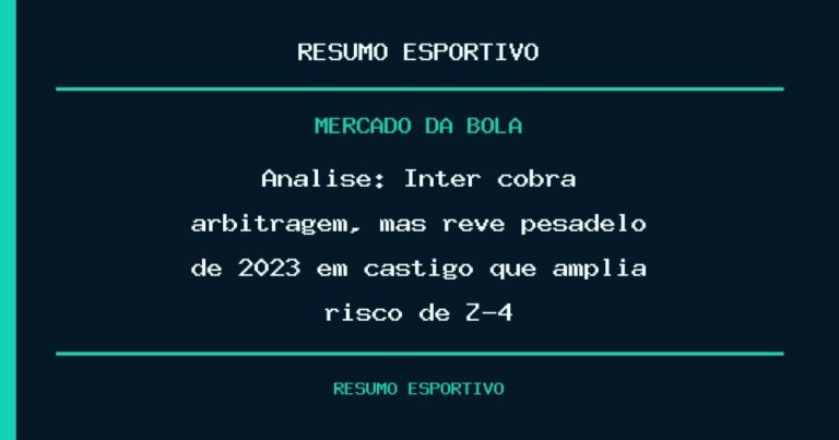 Análise: Inter cobra arbitragem, mas revê pesadelo de 2023 em castigo que amplia risco de Z-4