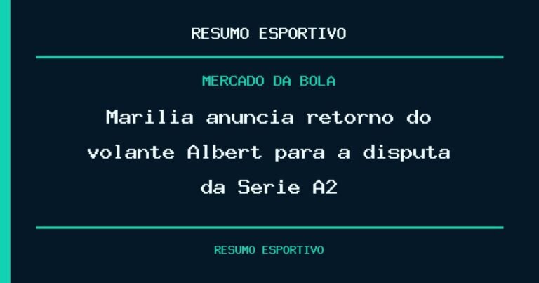 Marília anuncia retorno do volante Albert para a disputa da Série A2