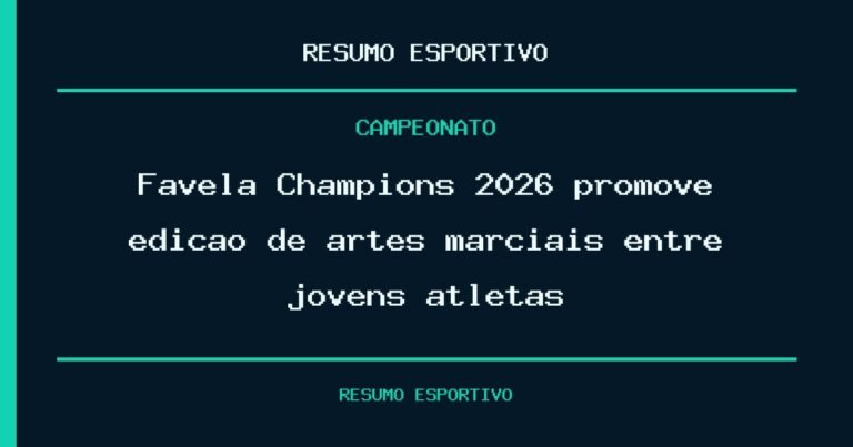 Favela Champions 2026 promove edição de artes marciais entre jovens atletas