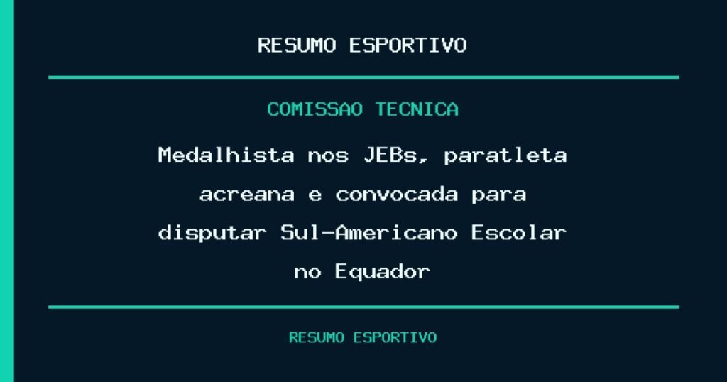 Medalhista nos JEBs, paratleta acreana é convocada para disputar Sul-Americano Escolar no Equador