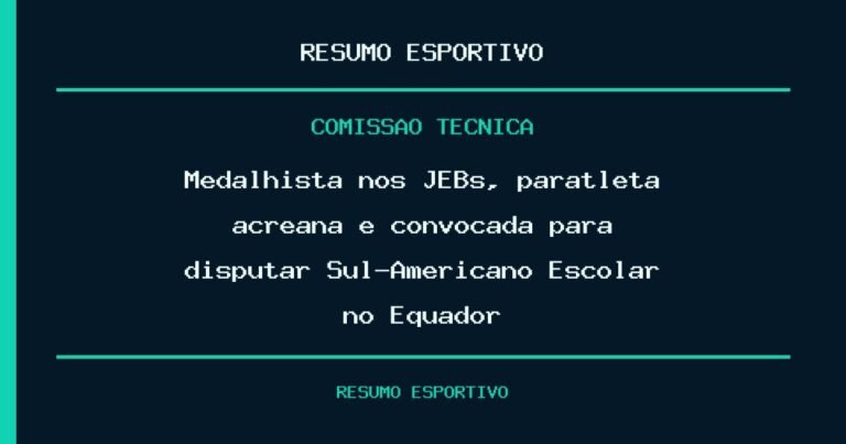 Medalhista nos JEBs, paratleta acreana é convocada para disputar Sul-Americano Escolar no Equador