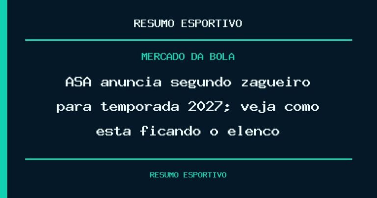 ASA anuncia segundo zagueiro para temporada 2027; veja como está ficando o elenco