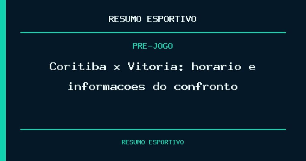 Coritiba x Vitoria: horário e informações do confronto