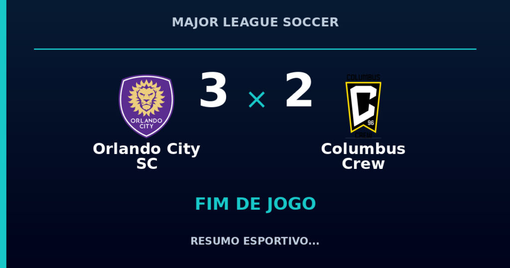 Orlando City SC marca no fim e vence Columbus Crew por 3 a 2