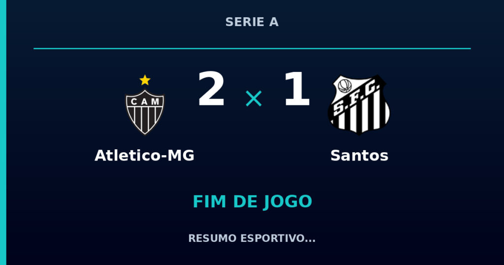 Atletico-MG marca no fim e vence Santos por 2 a 1