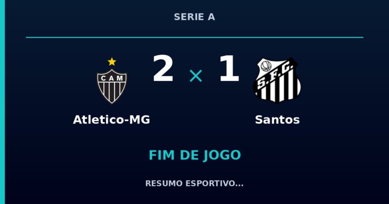 Atletico-MG marca no fim e vence Santos por 2 a 1