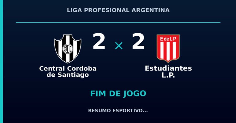 Central Cordoba de Santiago e Estudiantes L.P. empatam por 2 a 2
