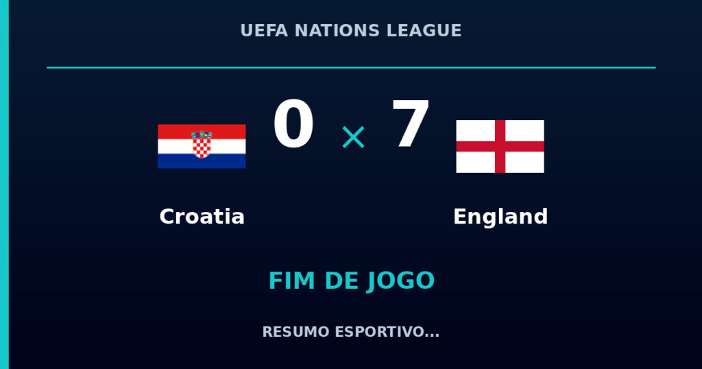 England vence Croatia por 7 a 0