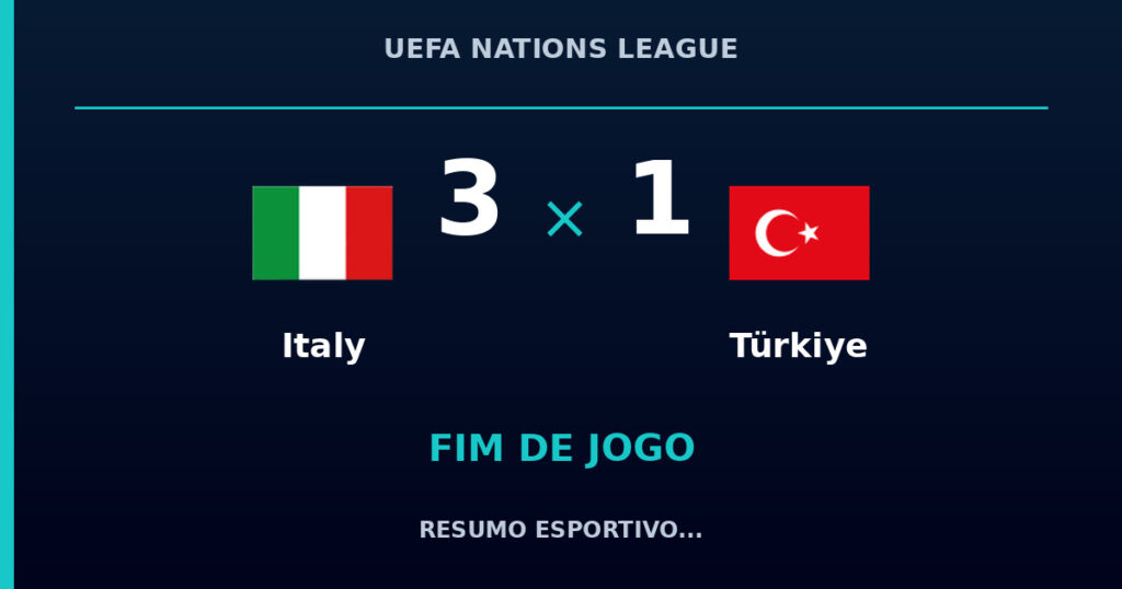 Italy vence Türkiye por 3 a 1