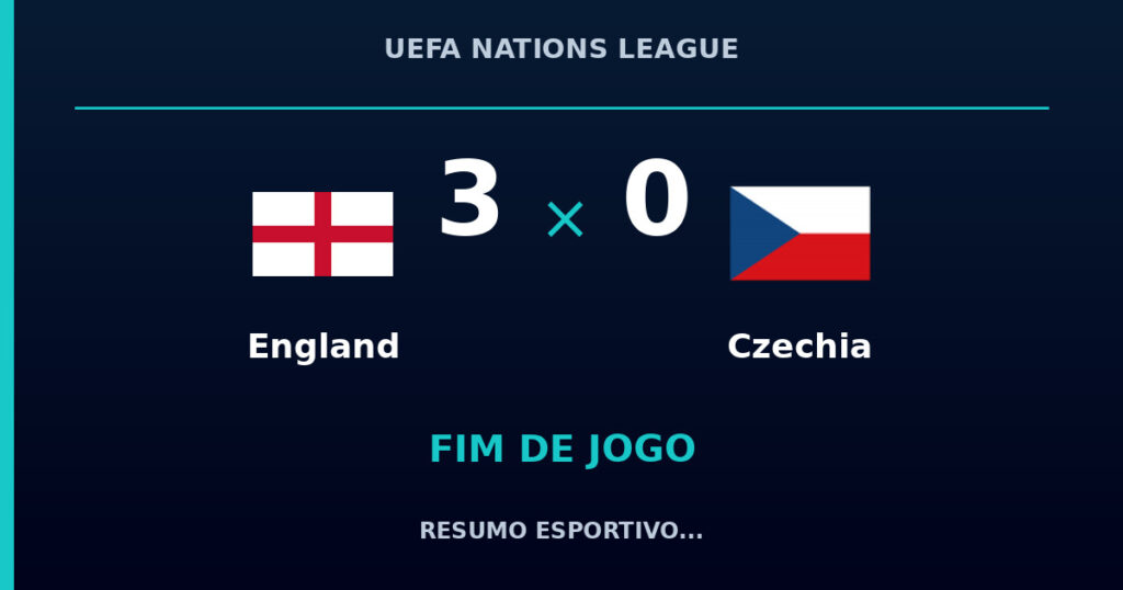 England vence Czechia por 3 a 0