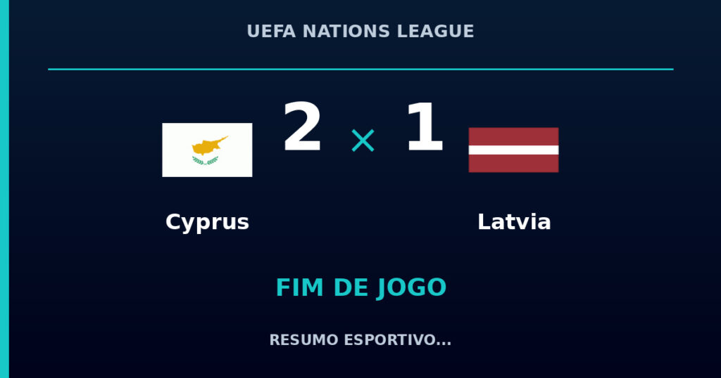 Cyprus marca no fim e vence Latvia por 2 a 1