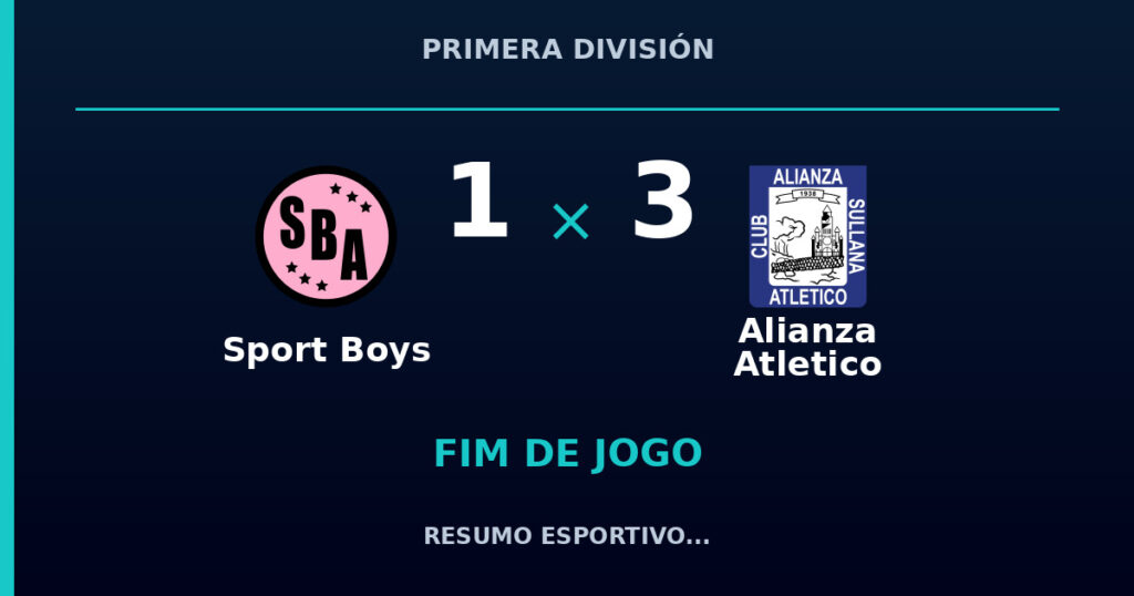 Alianza Atletico reage e vence Sport Boys por 3 a 1