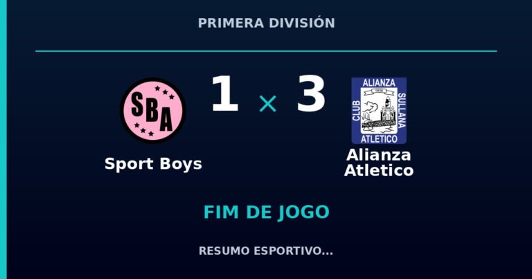 Alianza Atletico reage e vence Sport Boys por 3 a 1