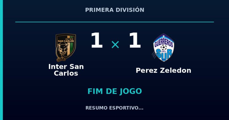 Inter San Carlos e Perez Zeledon empatam por 1 a 1