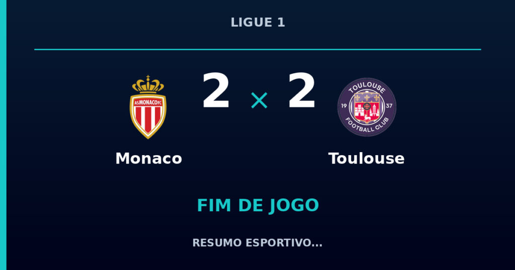 Monaco e Toulouse empatam por 2 a 2