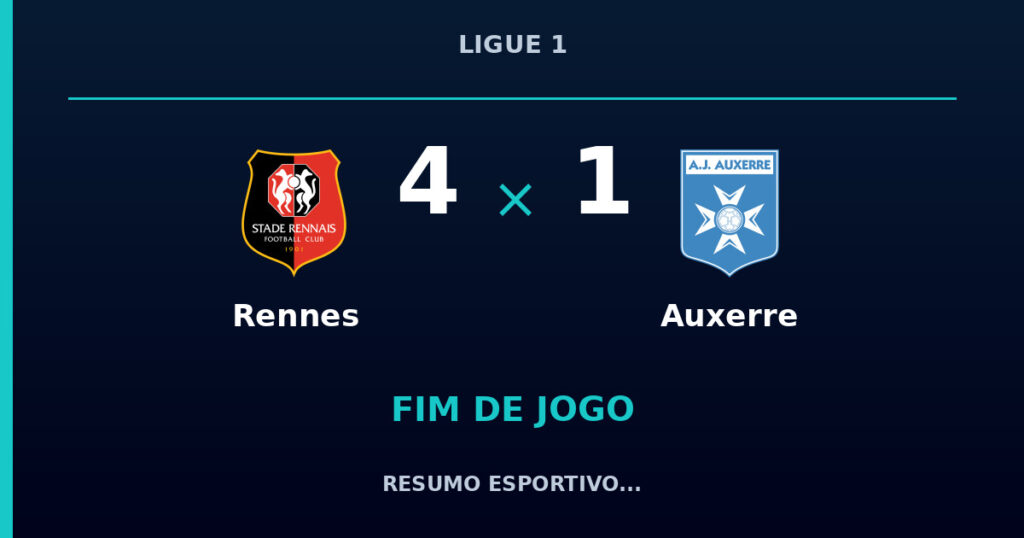 Rennes vence Auxerre por 4 a 1