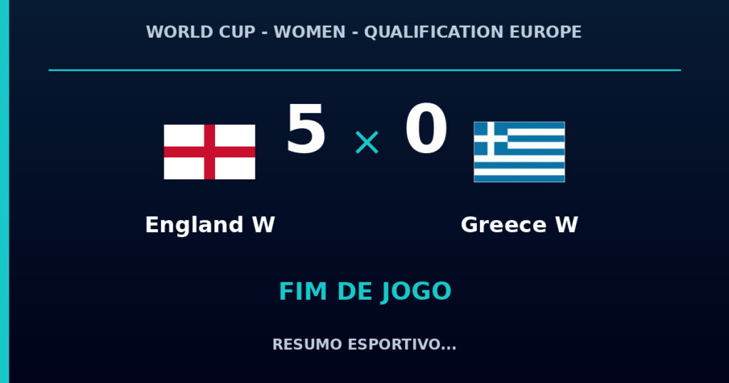 England W vence Greece W por 5 a 0