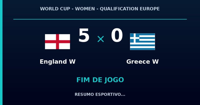England W vence Greece W por 5 a 0