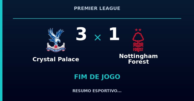 Crystal Palace reage e vence Nottingham Forest por 3 a 1