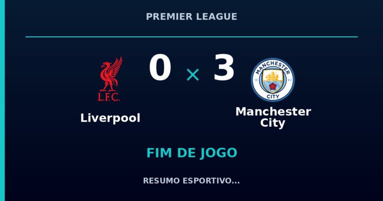 Manchester City vence Liverpool por 3 a 0