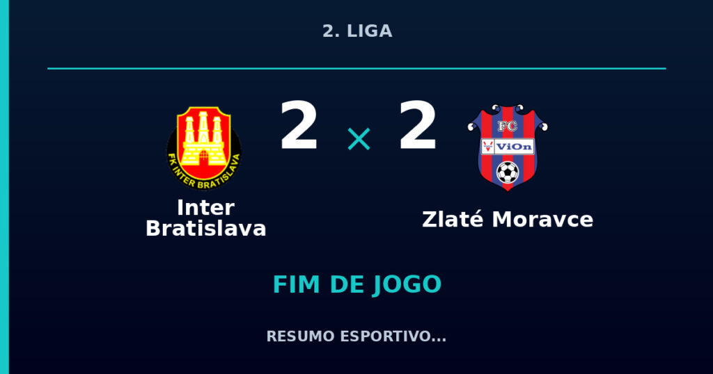 Inter Bratislava busca empate aos 90 e evita derrota contra Zlaté Moravce