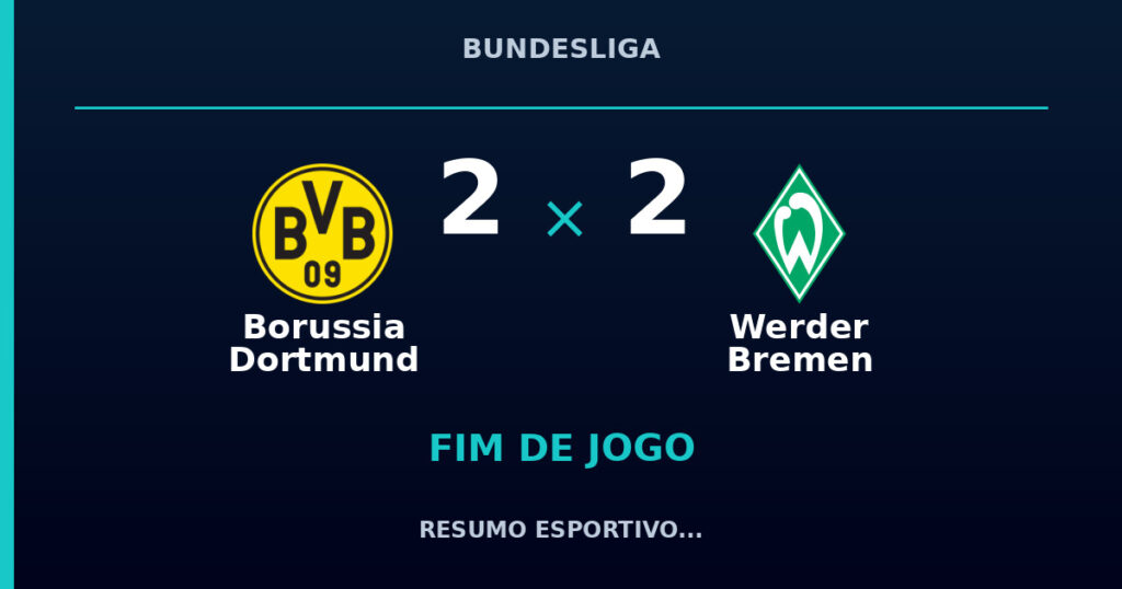 Werder Bremen busca empate aos 90+2 e evita derrota contra Borussia Dortmund