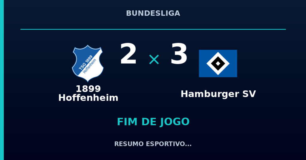 Hamburger SV marca no fim e vence 1899 Hoffenheim por 3 a 2