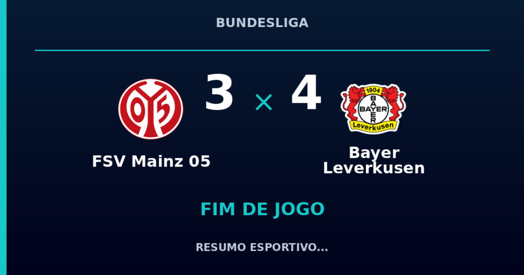 Bayer Leverkusen vence FSV Mainz 05 por 4 a 3