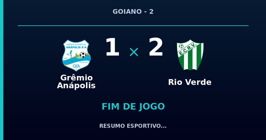 Rio Verde reage e vence Grêmio Anápolis por 2 a 1