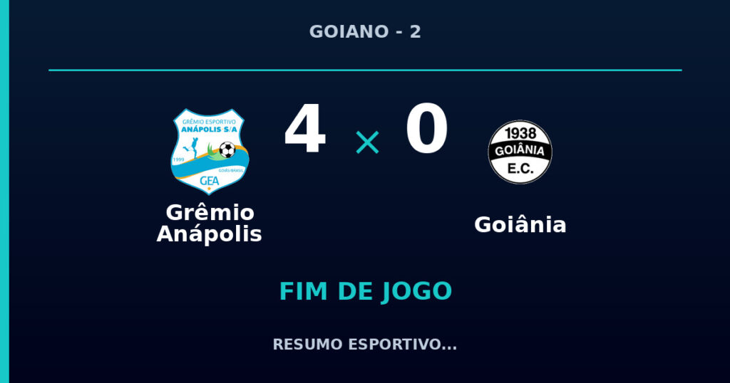 Grêmio Anápolis vence Goiânia por 4 a 0