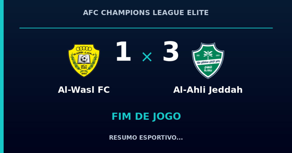 Al-Ahli Jeddah vence Al-Wasl FC por 3 a 1