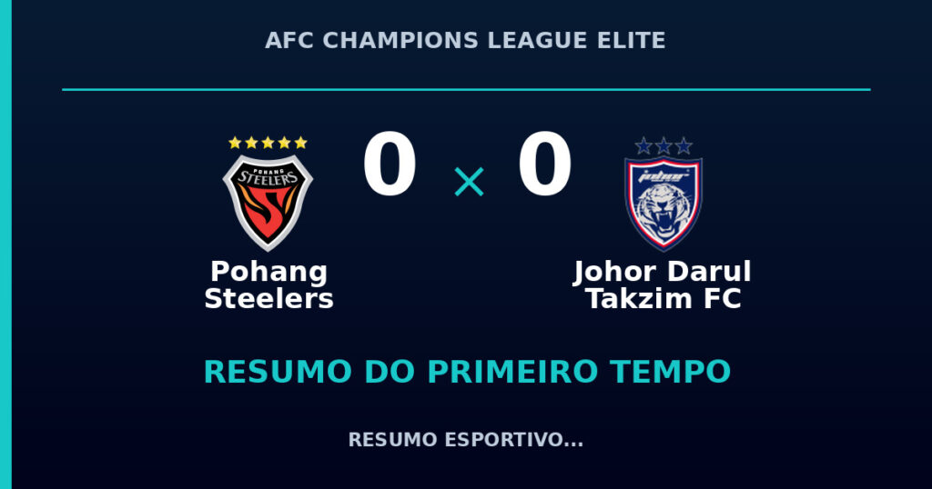 Pohang Steelers 0 x 0 Johor Darul Takzim FC: como foi o primeiro tempo