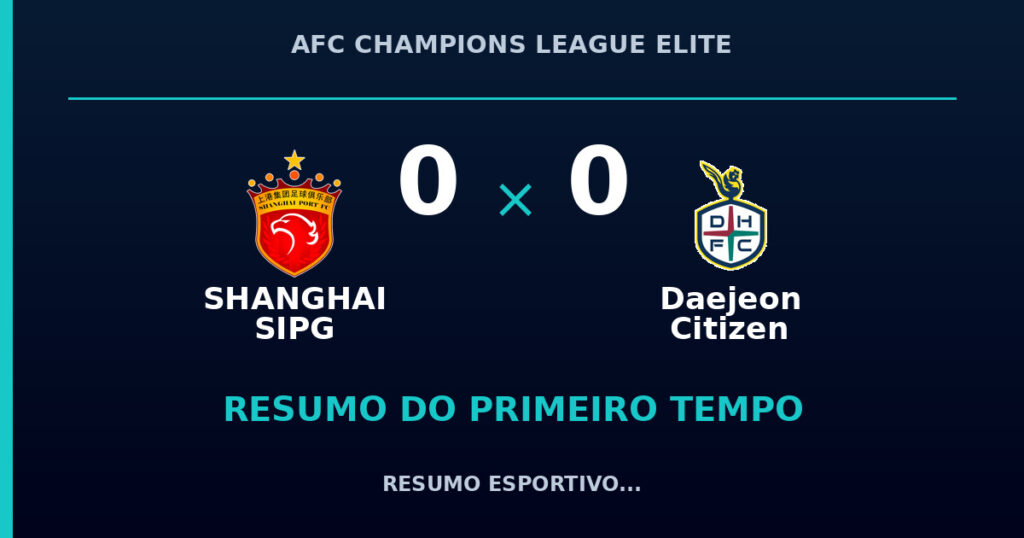 SHANGHAI SIPG 0 x 0 Daejeon Citizen: como foi o primeiro tempo