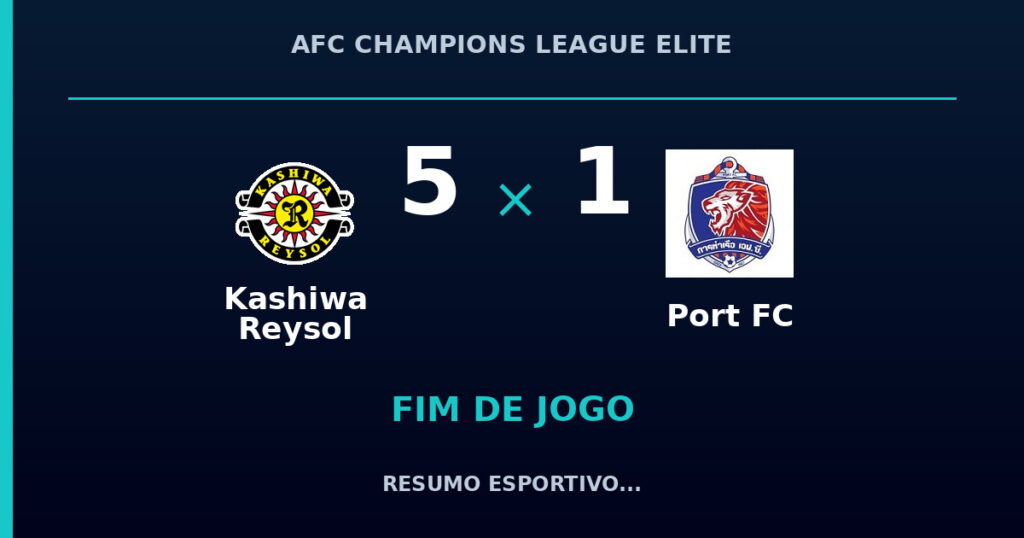 Kashiwa Reysol vence Port FC por 5 a 1