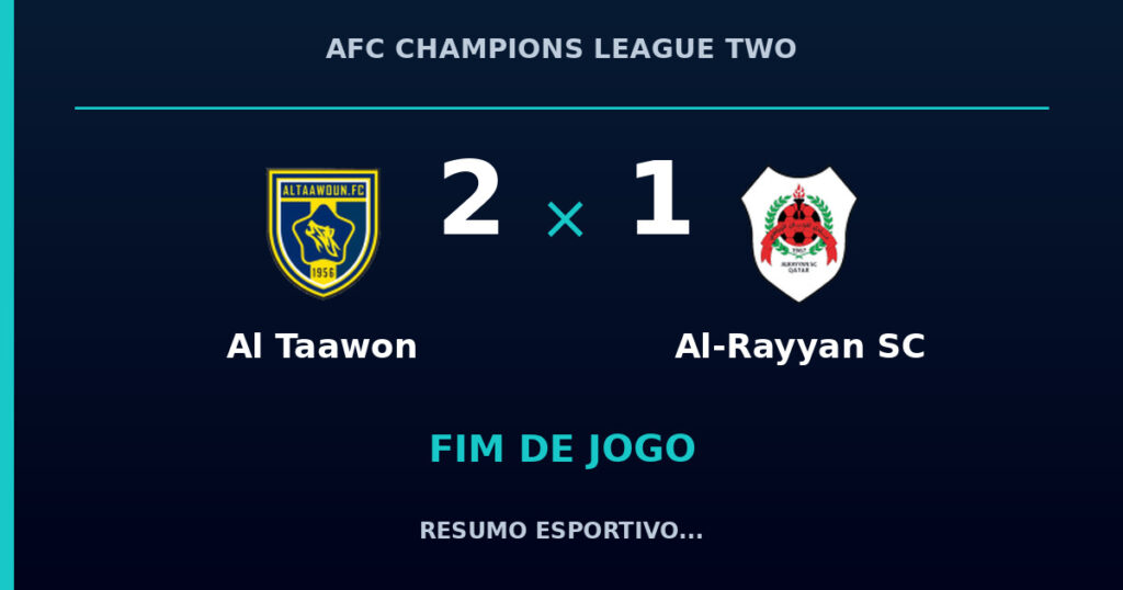 Al Taawon vence Al-Rayyan SC por 2 a 1