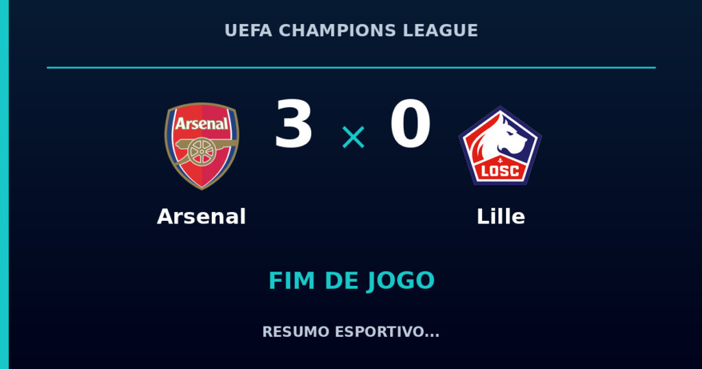 Arsenal vence Lille por 3 a 0