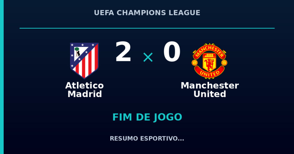 Atletico Madrid vence Manchester United por 2 a 0