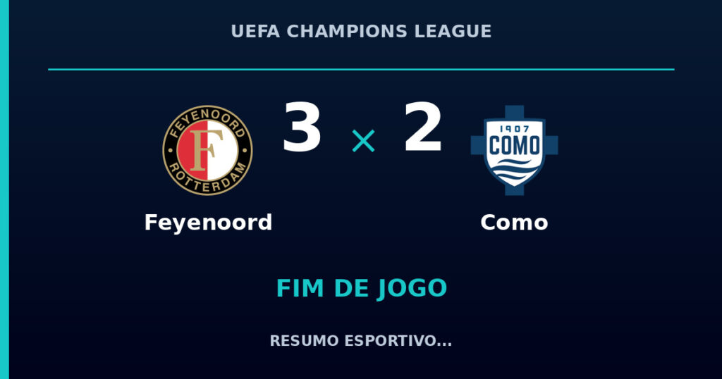 Feyenoord reage e vence Como por 3 a 2